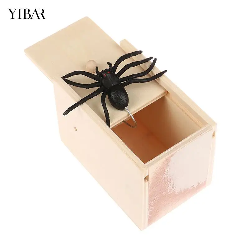 Wooden Prank Trick Practical Joke Home Scare Toy Box Gag Spider Kid Parents Friend Funny Play Joke Gift Box Car Decoration