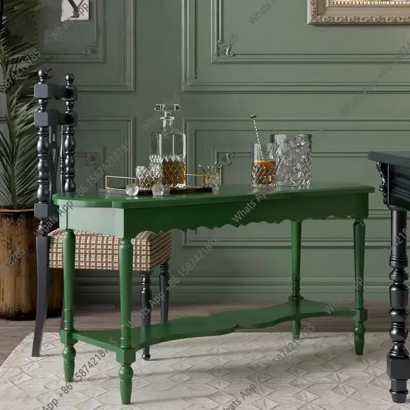 

Обеденный стол N63 из массива французского дерева, в европейском и американском ретро-стиле, зеленый, овальный, для отдыха, для небольшой квартиры, прихожей, из натурального дерева, в стиле лайт-люкс