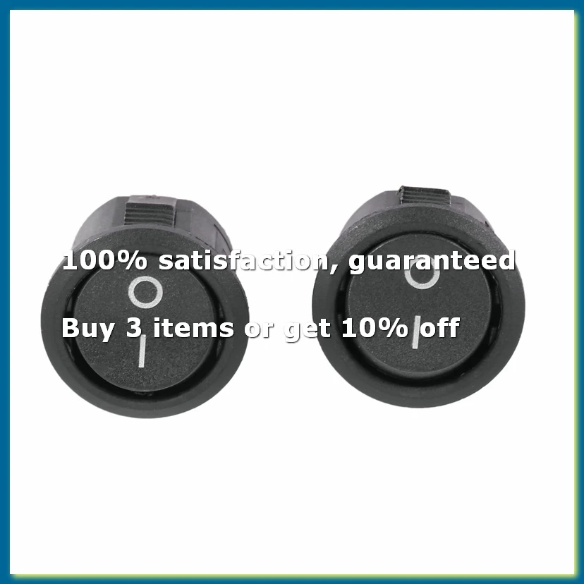 5 Pcs SPST Black Button On/Off Round Rocker Switch AC 6A/125V 3A/250V-DTA9