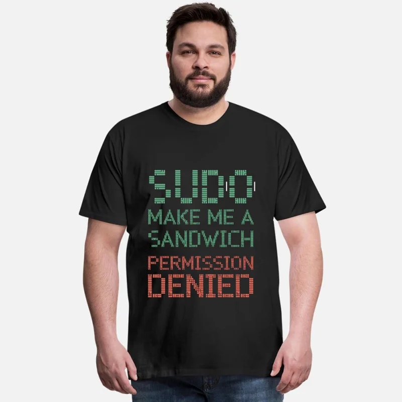 

Funny Linux Joke - SUDO Permission Denied on Developer Gift t shirt for Software Engineer Graphic clothes All size Tops S-6XL