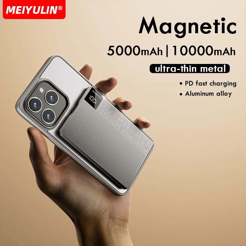 10000mAh Wireless Magnetic Power Bank Slim Portable Fast Charging External Spare Battery For Magsafe For iPhone Samsung Xiaomi