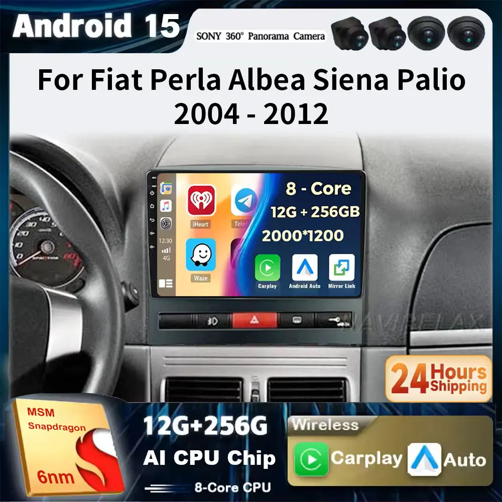 Android Auto Carplay Radio de coche para FIAT Strada Palio Siena Albea ZOTYE Perla Idea Z200 2004-2012 reproductor de vídeo Multimedia 2DIN FM