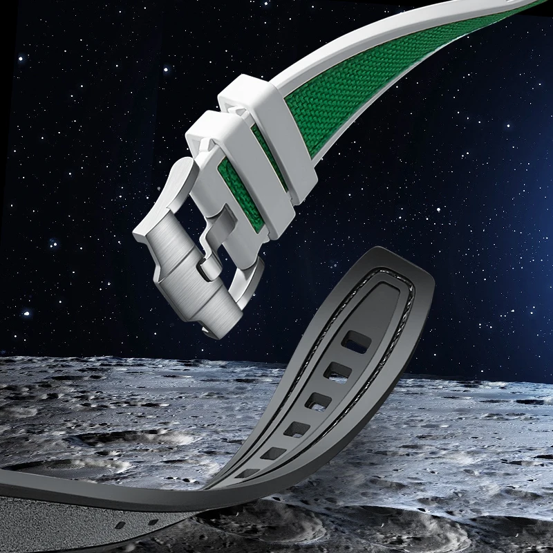 BONEST GATTI 2025 Orologio da polso meccanico da uomo Orologio con movimento automatico Gomma fluoro Cinturino blu Orologio da uomo in cristallo di zaffiro