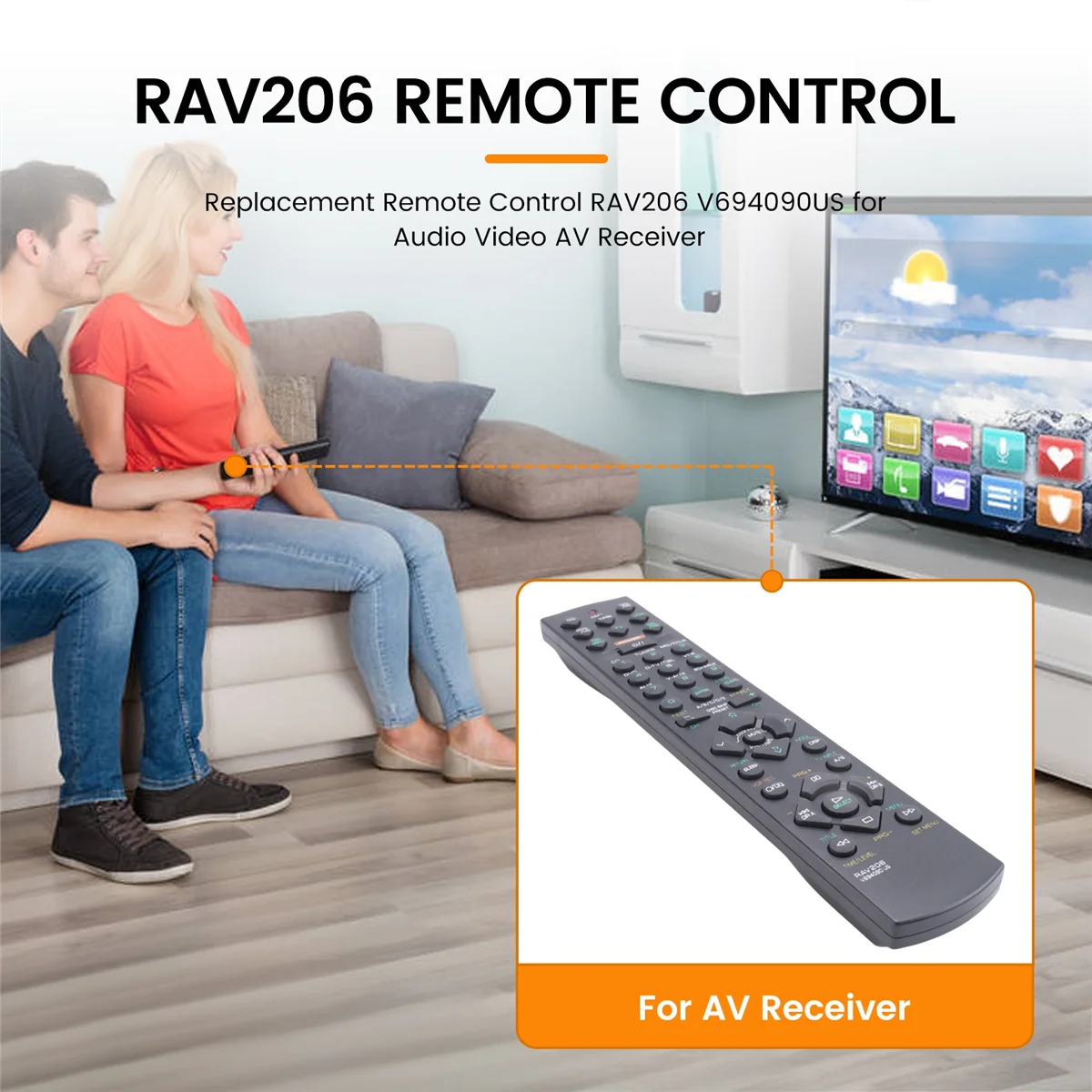 New Replacement Remote Control RAV206 V694090US for Yamaha Audio Video AV Receiver