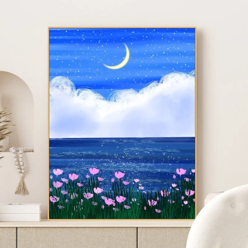 

A-0118 Sun Moon Sky Oil Painting - Fantasy Nature Art - Gift for Artists & Collectors