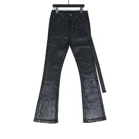 Owen Seak-pantalones vaqueros de cera de aceite para hombre, pantalón acampanado informal con revestimiento gótico, vaquero clásico, de diseñador sólido, de lujo