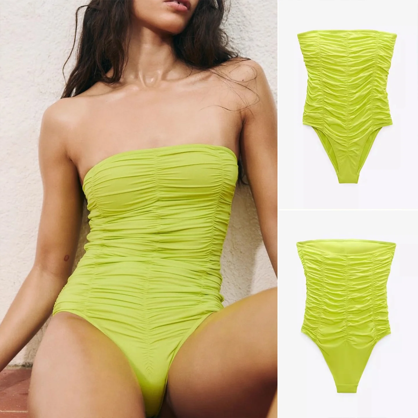 

Сексуальный плиссированный купальник монокини на одно плечо, Новое поступление, женские брюки с высокой талией, оригинальный дизайн из полиэфирного волокна