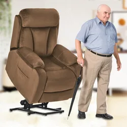 Power Lift Chair Recliners for Elderly, Velvet Upholstery Electric Lift Chair Recliner with Side Pocket for Living Room (Brown)