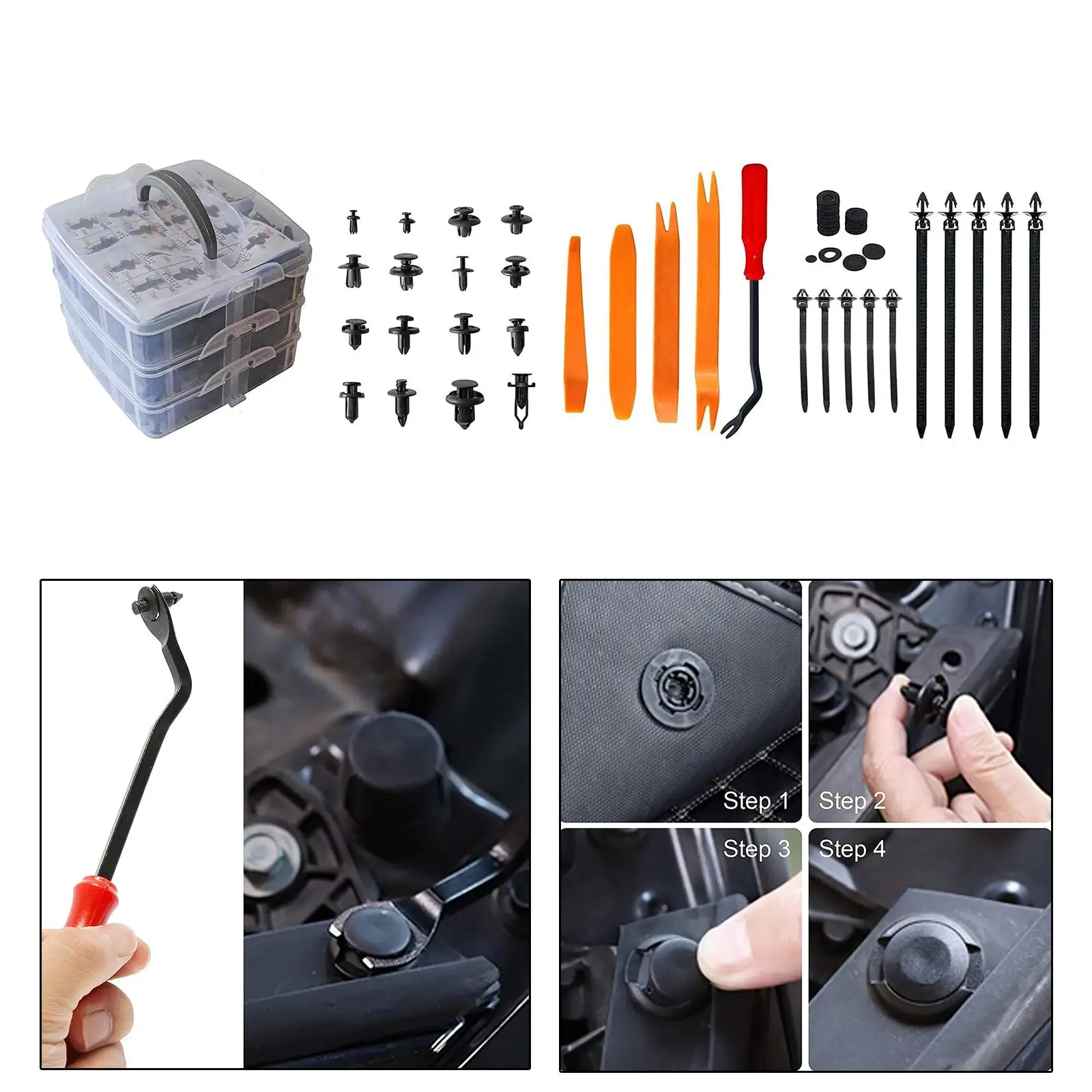 Car Push Retainer Clips Fastener Remover Tool for Decorative Panel Clamps