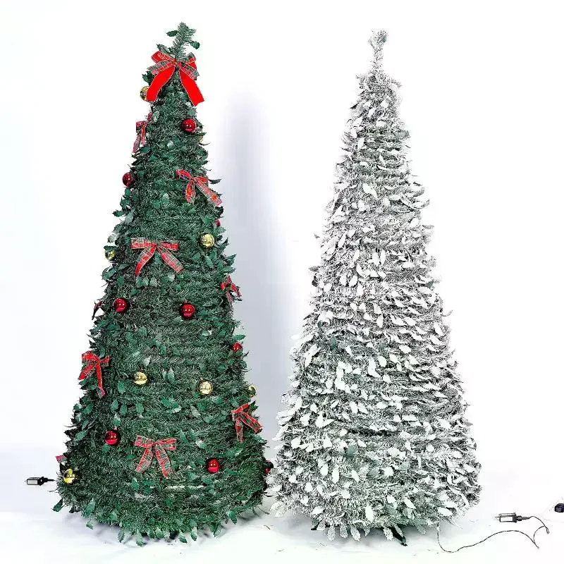 

Выдвижная рождественская елка, декоративная складная искусственная рождественская елка из ПВХ для гостиной, торгового центра, отеля - Рождественский подарок