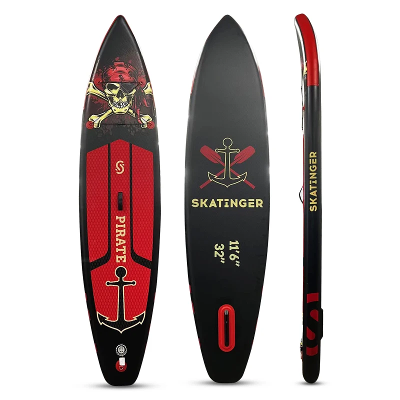 For Wholesale 11'6 Drop Stitch Inflatable Black Paddle Board with Accessories for Ocean Watersurfing