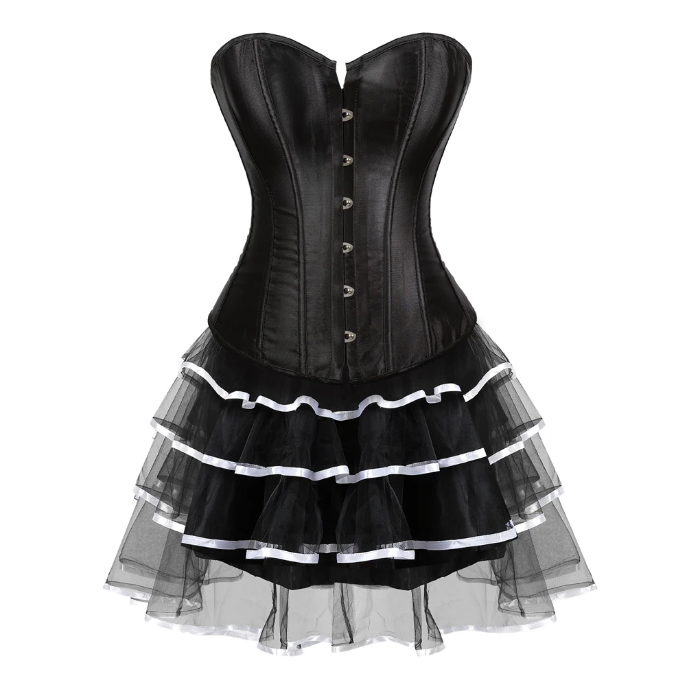 

Сексуальные корсеты для женщин, костюм больших размеров, бурлескный корсет и комплект с юбкой-пачкой, корсет в викторианском стиле, большие размеры