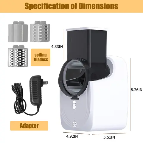 इलेक्ट्रिक चीज़ ग्रेटर, इलेक्ट्रिक स्लाइसर श्रेडर, इलेक्ट्रिक वेजिटेबल स्लाइसर सलाद मेकर, फ्रूट कटर, फ़ूड प्रोसेसर स्पाइरलाइज़र 10 best sales सलाद कटर - №2