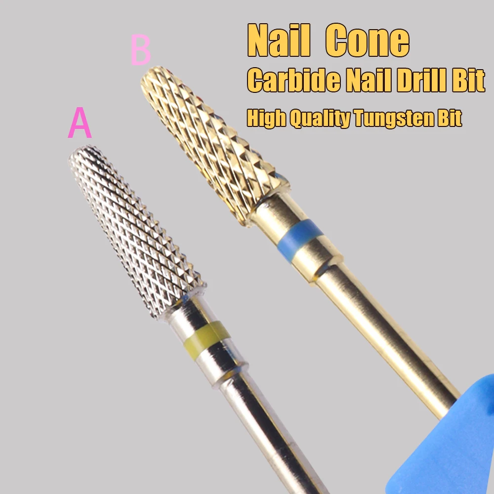 Nail Drill Bits 3/32'' - Typhoon Bits, 2 Way, Carbide Bit (Fine), Fast Remove, Shape & Smooth Acrylic or Gel Nails, Precise Cont