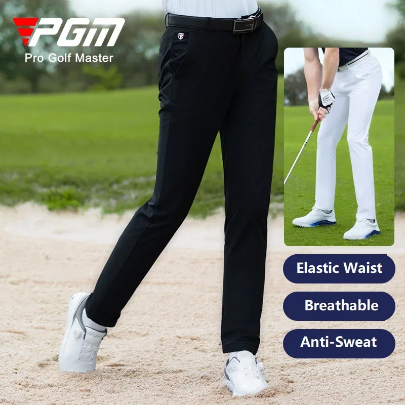 

PGM Golf Men's Long Slim Pants Spring Summer High Elastic Sports Trousers Breathable Straight Leisure Golf Sweatpants XXS-XXXL