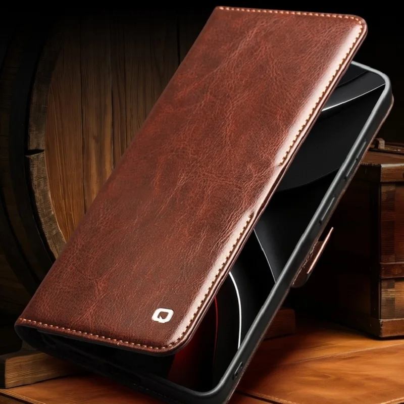 Retro Solid Color Genuine Leather Flip Cover for Samsung Galaxy S26 Plus S26 Ultra with Built-in Wallet Cards Case