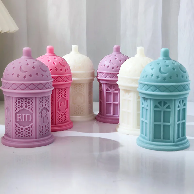 Moon Star Arabic Architectural Dome Column Silicone Mold 3D Ornament Festival Candle Gypsum Decoration Mold
