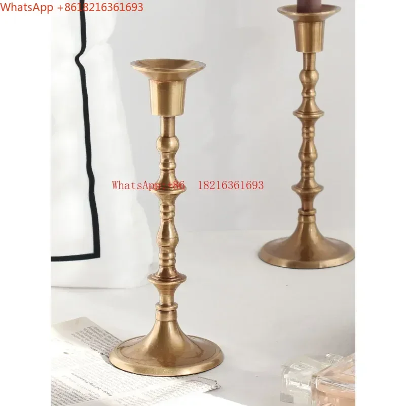 Limited Offer Vintage Pure Brass Single Head Candle Holder, Simple European American Style Tabletop Decorative Candlestick Orn
