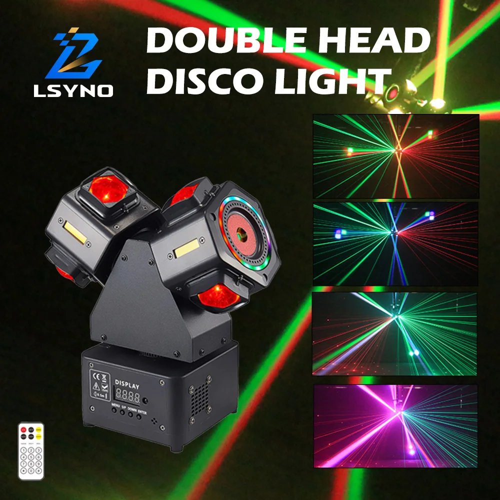 100W Moving Head Disco Lights Double Head LED Beam Strobe DJ Light Remote Control DMX512 Stage Effect For Events Party Club