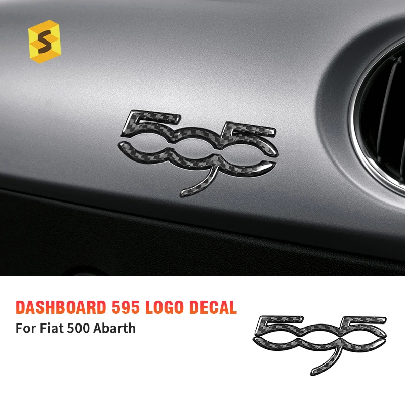 

Real Hard Dry Carbon Fiber Dash Badge Conversion Dashboard 595 Trim Sticker For Abarth 595 Fiat 500 2007-2024 LHD RHD