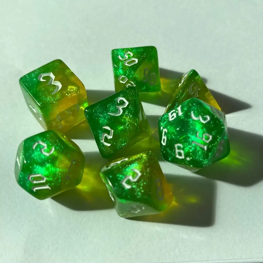 Dados poliédricos acrílicos para jogo de mesa, cores duplas, TRPG DND, D4, D6, D8, D10, D12, D20, 7pcs por conjunto