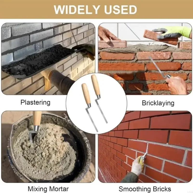 2Pcs Pointing Trowel Brick Jointer Bricklaying Tool for Pointing Mortar Cement