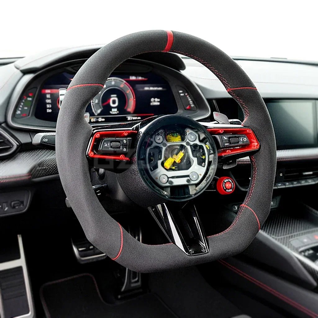 

Custom Suede Steering Wheel Red Stitching Carbon Fiber Trim & Drive Mode Switch for 911 992