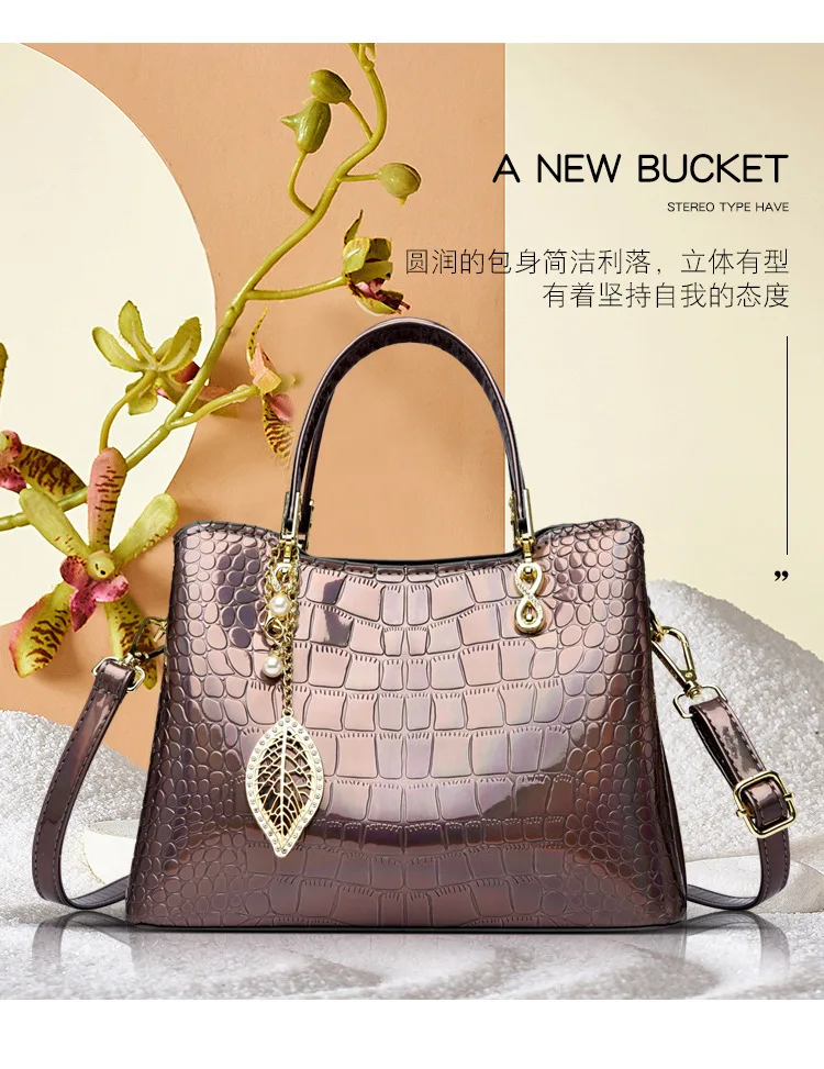 

New Women's Stone Pattern Handbag - Large Capacity 3-in-1 Tote Crossbody Handheld Bag