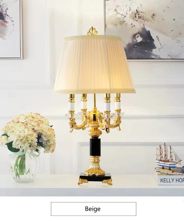 European Floor Lamp Luxury Lamp High-End Retro Villa Living Room Bedroom Decoration Black Crystal Upright Desk Lamp Bedside Lamp