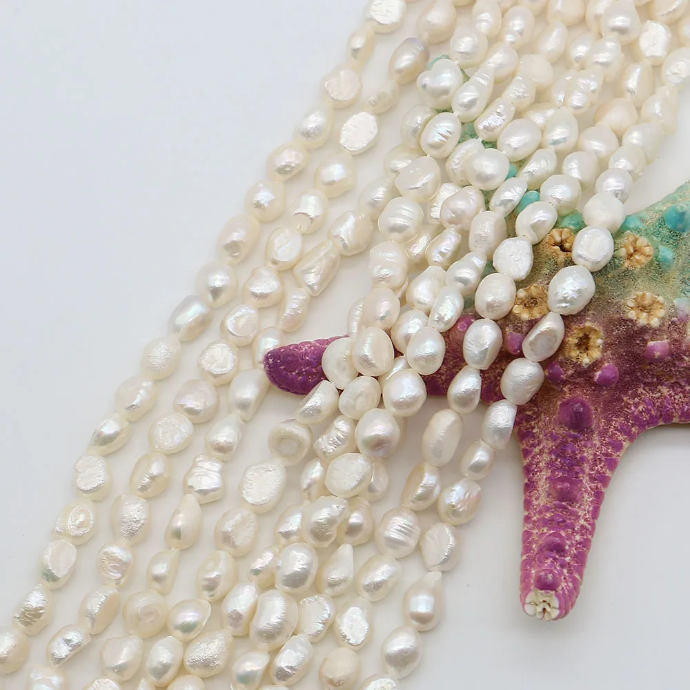 

Irregular Double-Sided Luster Pearls White Baroque Freshwater Pearl Straight Hole Beads Handmade Jewelry Accessories 1 Strand