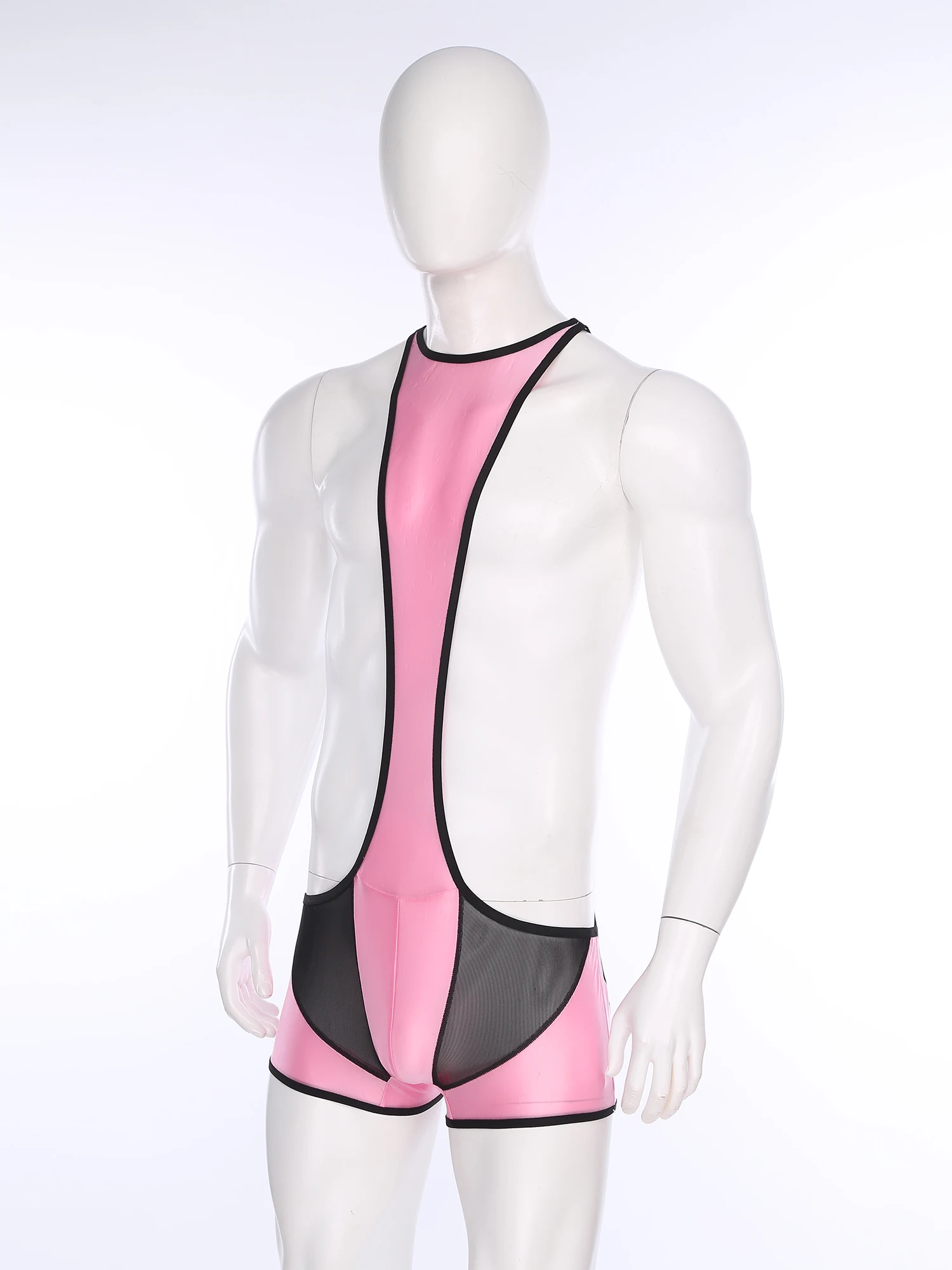 

Мужской сетчатый лоскутный борцовский боди, купальный костюм, купальник на бретельках контрастного цвета, цельный купальник, одежда для тренировки мышц