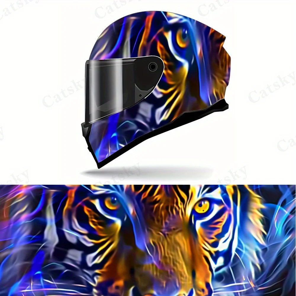 

Красочная наклейка на шлем «Тигровый глаз» — прочная графическая наклейка для гонок на мотоциклах из ПВХ, крутые элементы в тигровую полоску, индивидуальный подарок