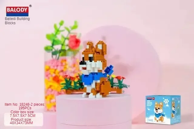 Kawaii Pet Building Blocks Doberman Shiba Inu Poodle Mike Dog Mini Bricks Cat Figure Husky Schnauzer Model Toys For Kids Gift