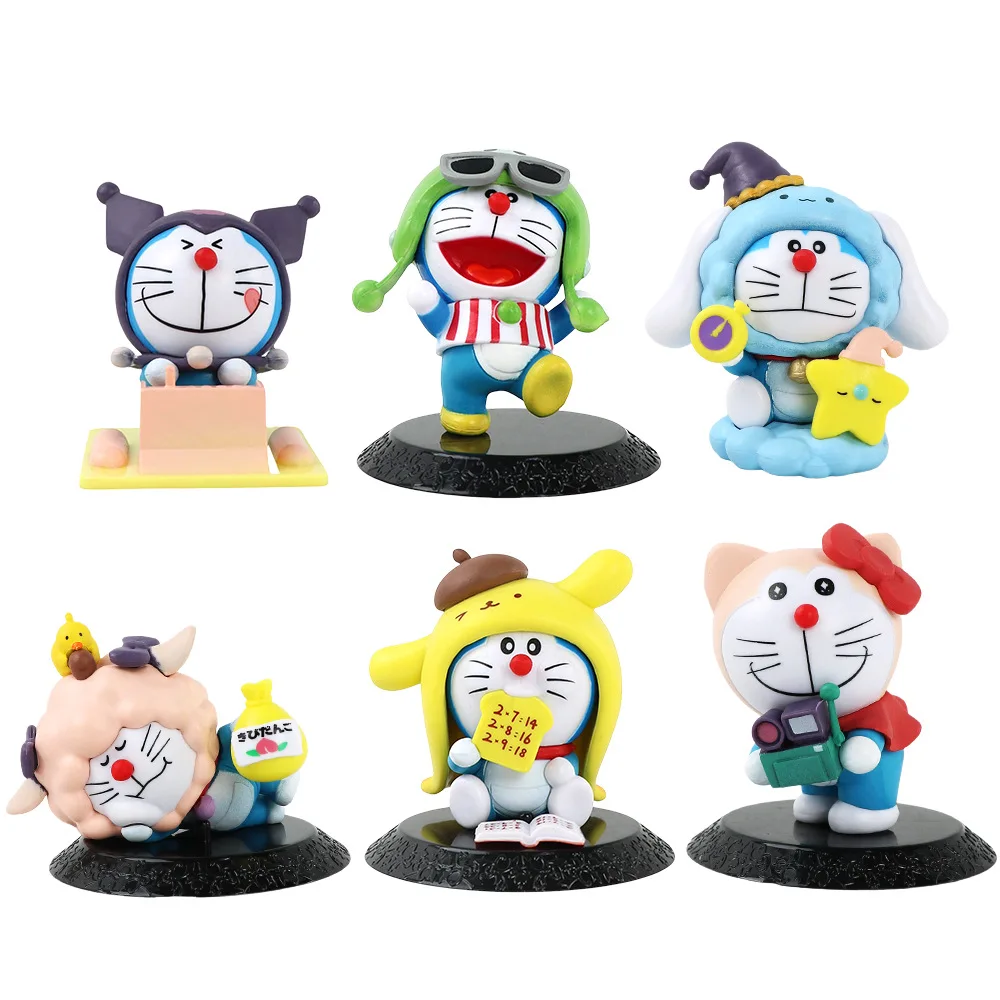 

Doraemon слепая коробка, игрушки, модное аниме Dingdang Cat, меняющаяся фигурка, ручные модели, милый настольный орнамент, украшения для автомобиля, подарок
