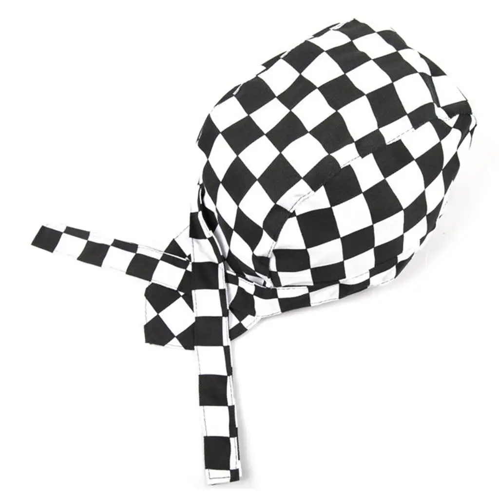 Chef Tie Back Cap Cotton Blend Kitchen Catering Hat Unisex Chef Headwrap for Restaurant Chef Work