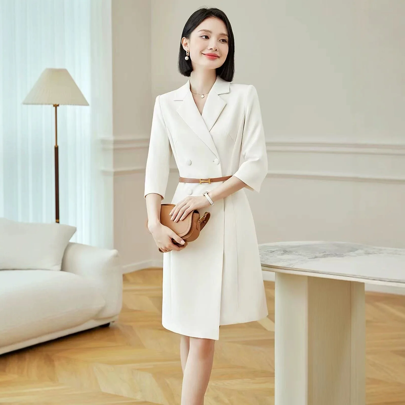 High End Women Blazer Dress  Set for Teacher Host Speaker Professional Formal Occasion women suits office sets