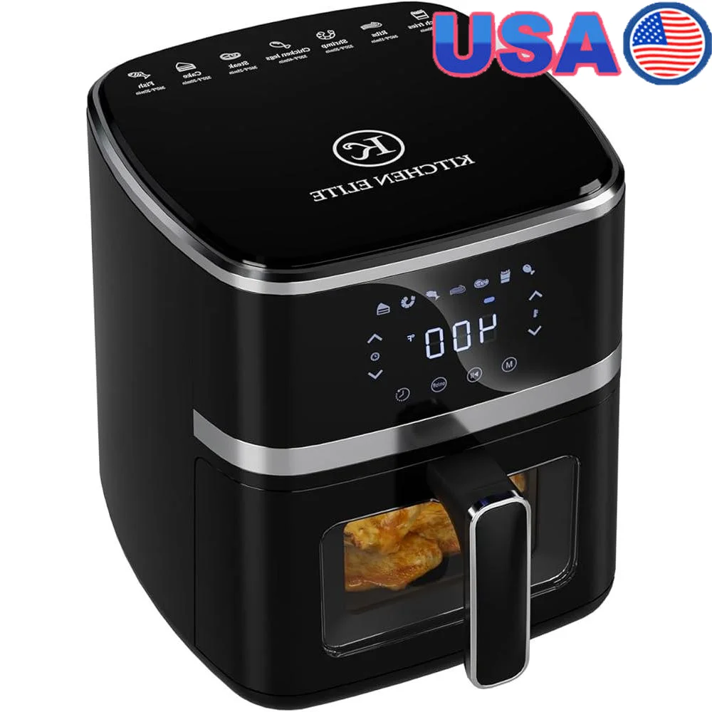 

7-in-1 Digital Air Fryer Oven 5.28 Qt Compact Cooker Fast Cooking Easy View Windows Nonstick Dishwasher Safe Temperature Control