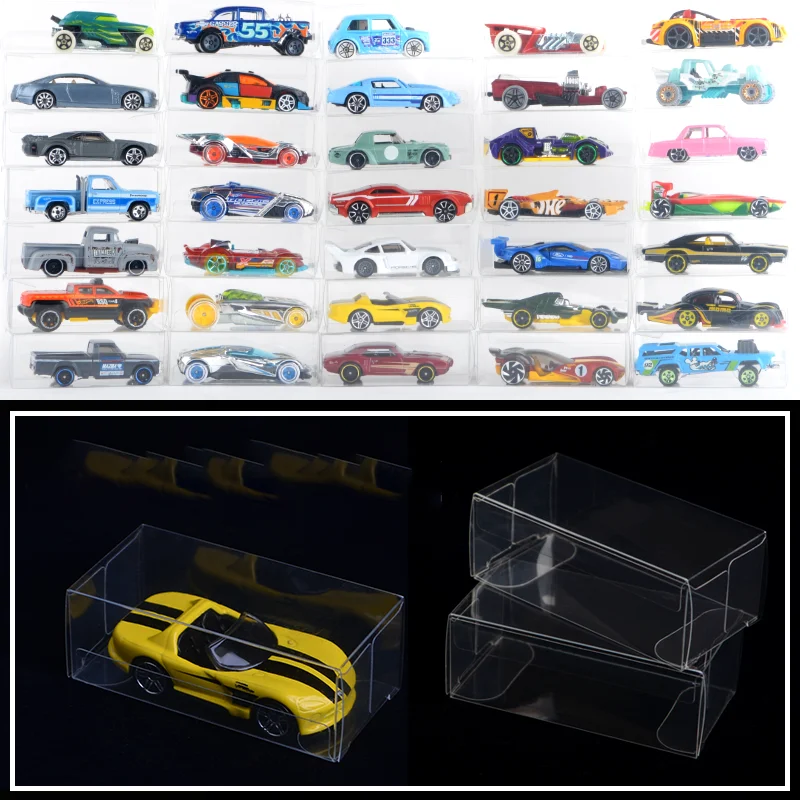 50PCS 1/64 Toy Cars Display Box Stacked Clear Showcase Cabinet Storage Case for Hot Wheels Storage Mini Car Model&Fk Finishing