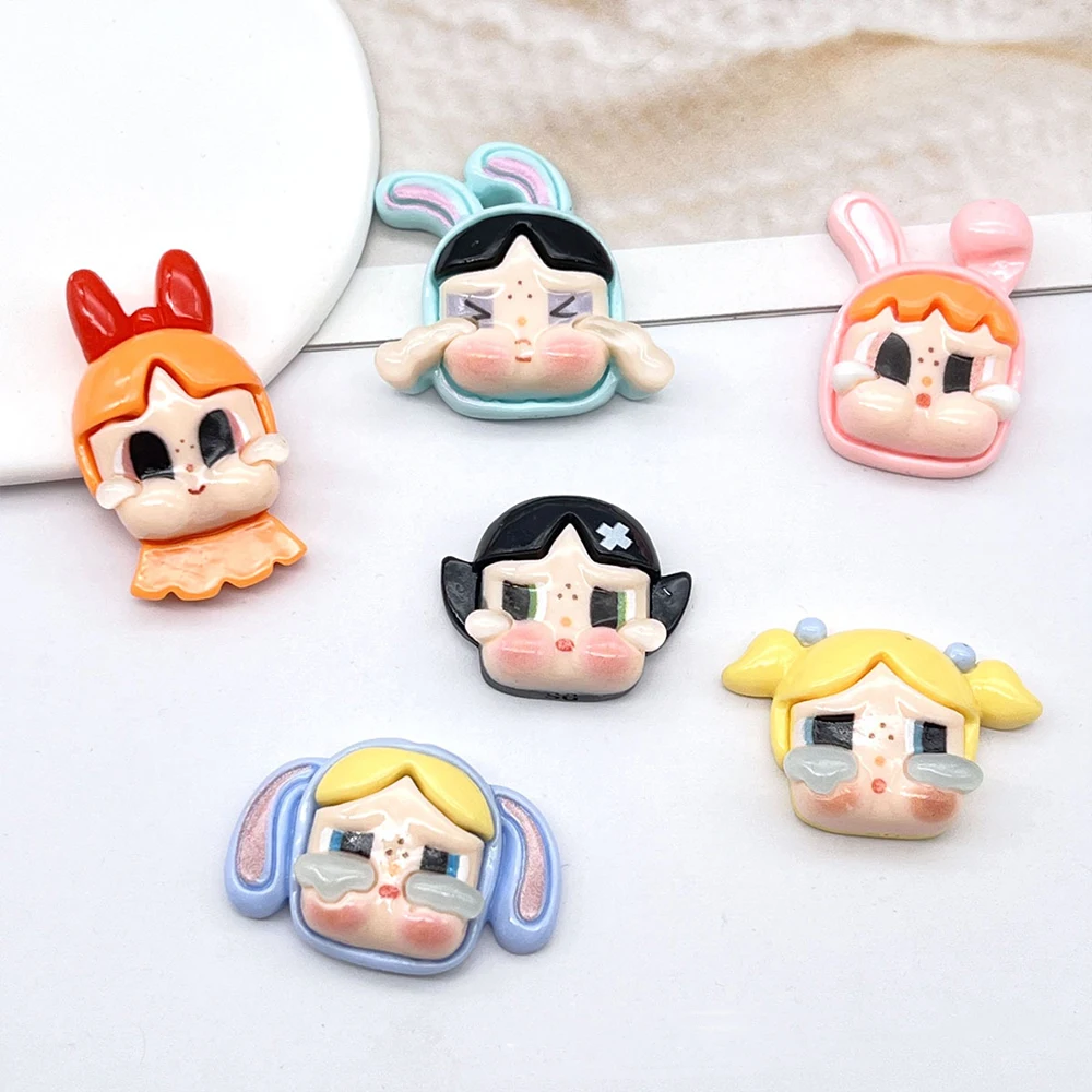 1-6Pcs NEW Cartoon Cry Girl Doll Series Resin Shoes Accessories Fit with Hole wristbands DIY Shoe Decorations Buckle Kids Gifts image 3