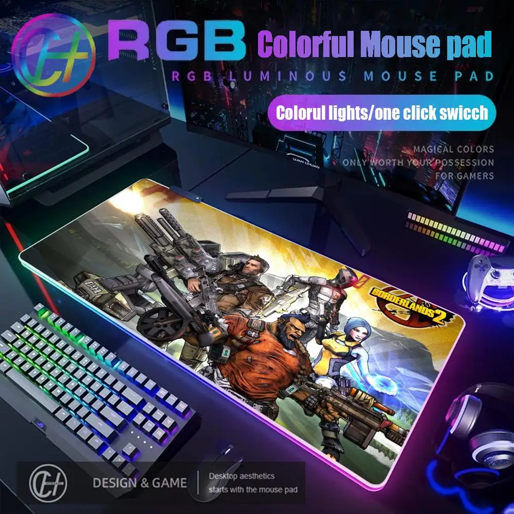 

HYBXAXC Mouse Pad RGB Gaming Mouse Pad Desk Mat HD Gamer Large LED Light XXL B-Borderlands Mouse Pad RGB Gaming 90x40 Desk Mat