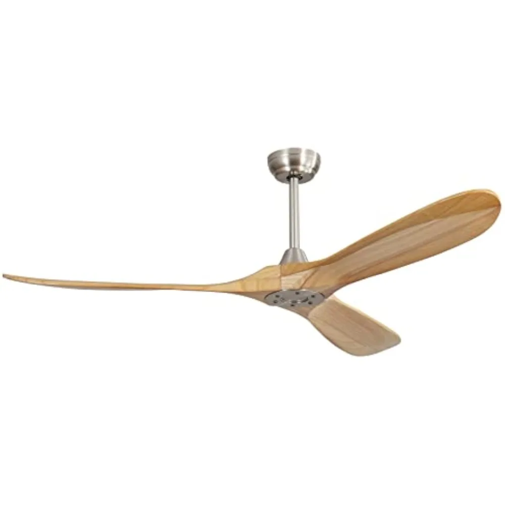 

60 Inch Ceiling Fans No Light Modern Ceiling Fan With Remote Control 3 Wood Blades Reversible DC Motor Timer for Kitchen Bedroo