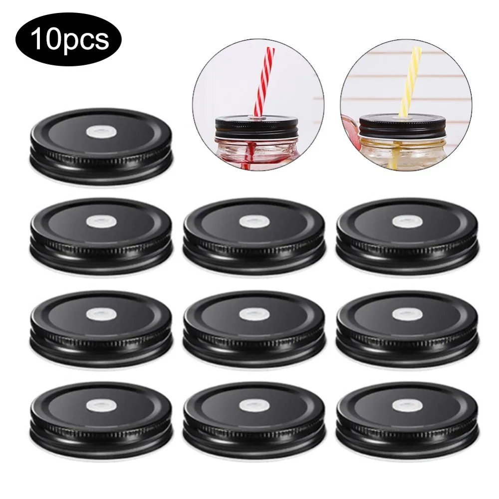 10Pcs Metal Metal Hole Reserved Tube Opening Round Shape Beverage Can Cover Sealed Leakproof Elastic Silicone Seal Ring