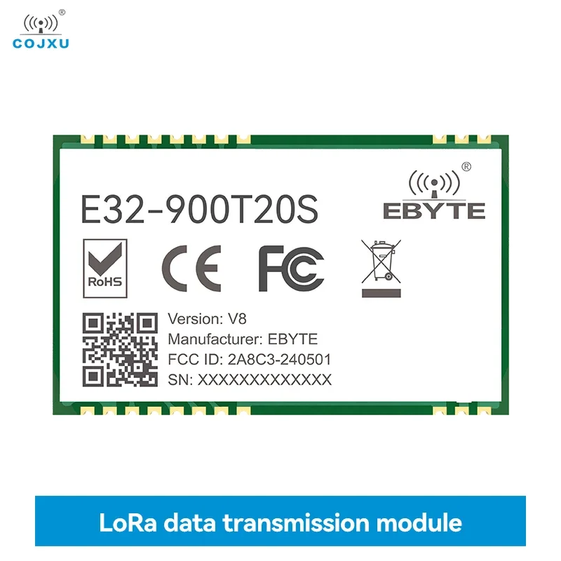 

Беспроводной модуль LoRa 868 МГц 915 МГц RF, дальний диапазон, высота 5,5 км, 20 дБм, передача мощности, трансивер 100 мВт E32-900T20S