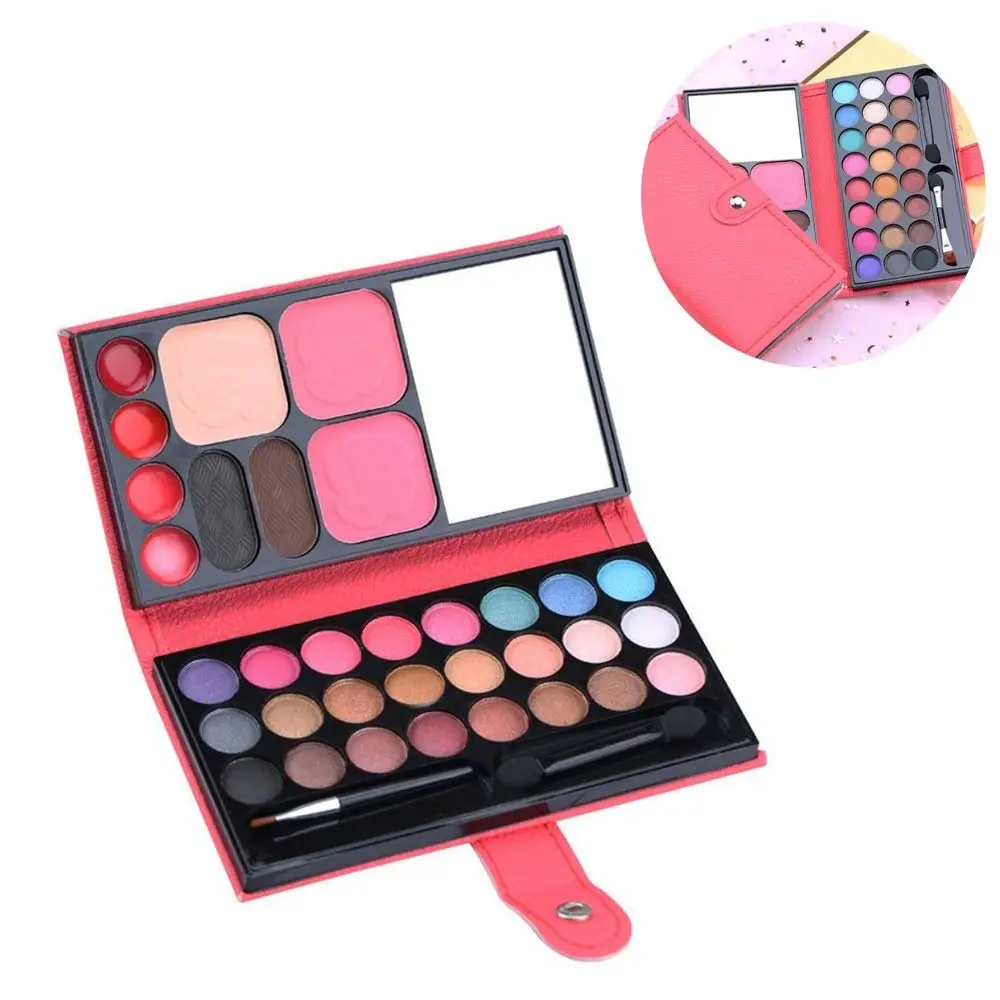 

33 Colors Eyeshadow Palette Glitter Blusher Lipstick Cosmetics Palette Bag Professional with Mirror Brush Makeup Dispensing Box