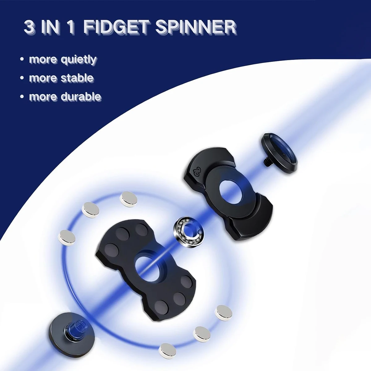 لعبة فيدجيت EDC ممتعة 3 في 1، سبينر فيدجيت بتصميم هيكل عظمي شبحي مخصص، سلايدر فيدجيت من السبائك، لعبة لتخفيف التوتر، لعبة عملة صوتية