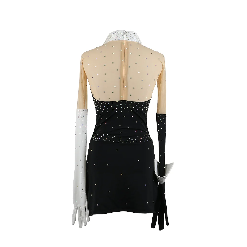 Zagitova Figure Skating Dress Women Girls Ice Skating Skirt Performance Competition Mesh Skirt Black White Suit Skirt