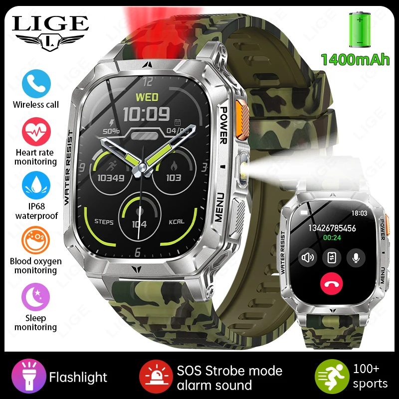 Durable Smartwatch with 1400mAh Battery and IP68 Waterproof