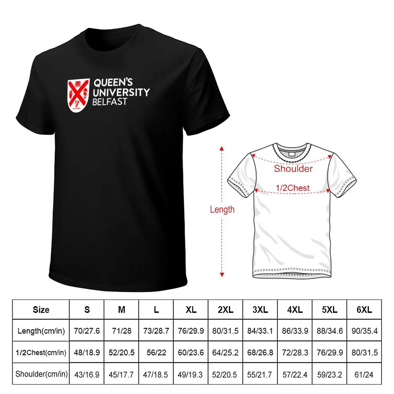 Queens university belfast white T-Shirt Active Sports Short Sleeve Cotton Shirt