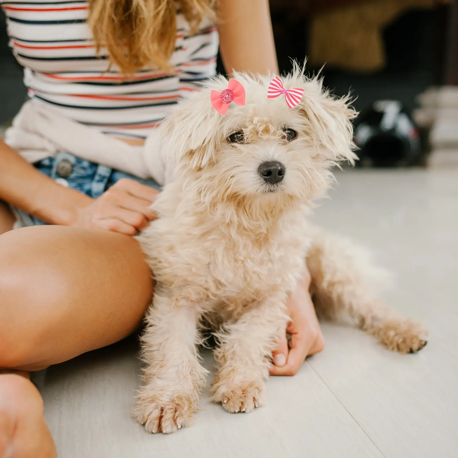 50pcs Pet Dog Hair Accessories Rhinestone Pearls Flowers Bows Bowknot Headpiece for Pet Hair Decoration