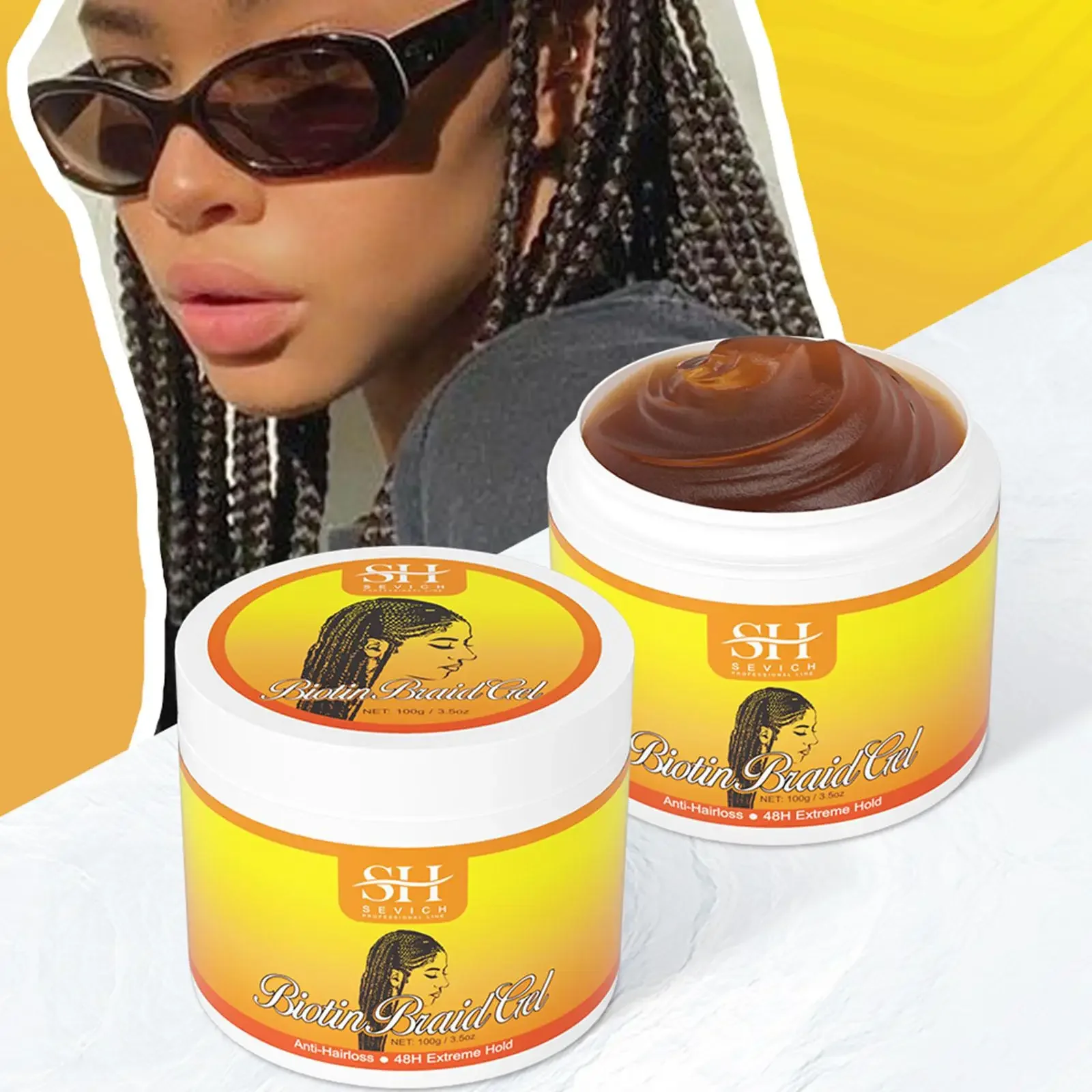 Traction Alopecia Styling Braiding Gel 100g Edges Control Hair Shaping Cream Biotin Anti Break Hair Wax Anti Loss Hair Care